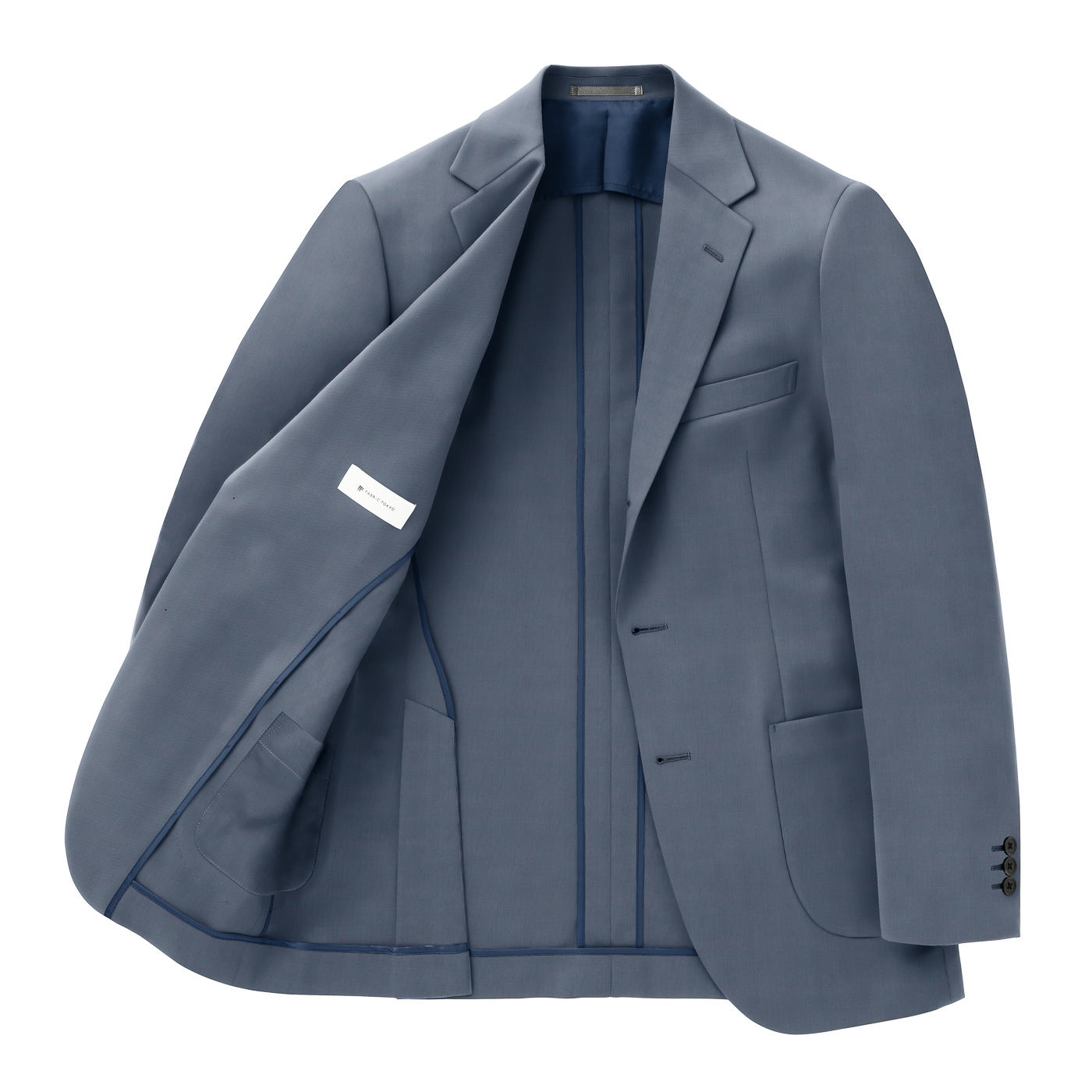 WASHABLE WOOL STRETCH ブルーツイルビジネスカジュアルセットアップ