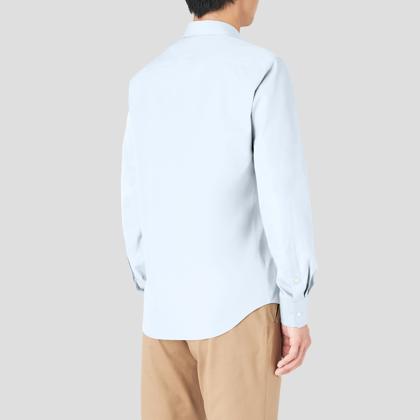 NON IRON QUICK DRY JERSEY サックス無地カジュアルシャツ