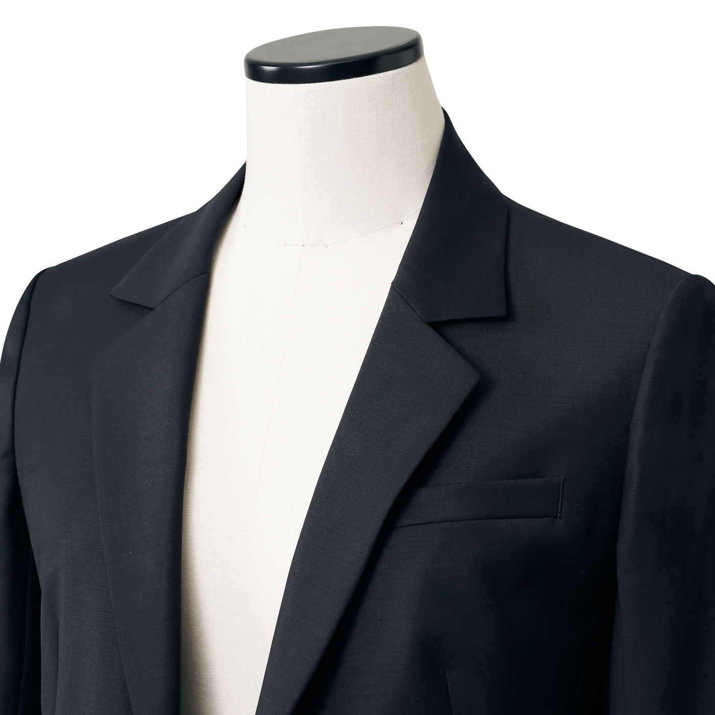 Bahariye Bright Stretch Wool ダークネイビー平織り無地