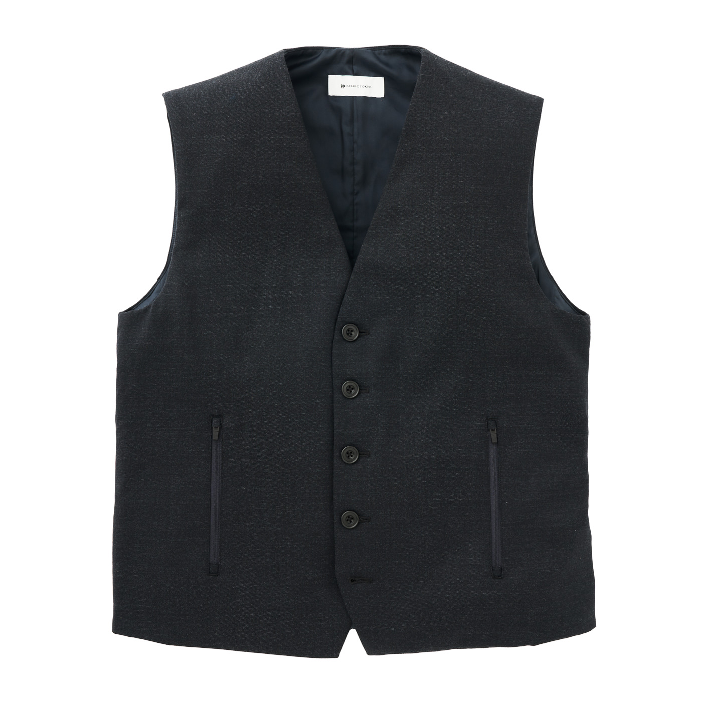 BIZ TECH WOOL VEST チャコールグレーネイビー S | FABRIC TOKYO