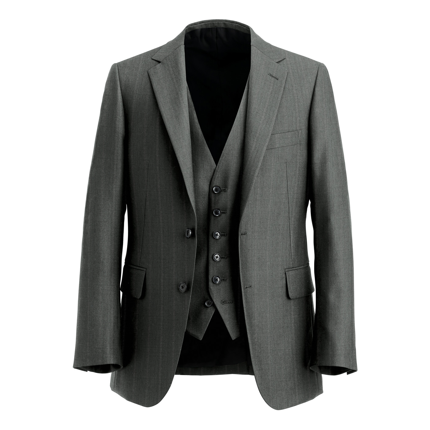 KUZURI SILK WOOL グレーシャドウワイドストライプスリーピース